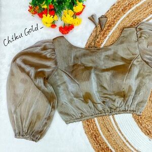 Women's Puff Sleeve gold Saree blouse